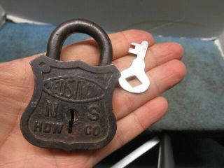 Very Rare Norvell Shapleigh Redstrong Padlock Lock W/key.  N.  R