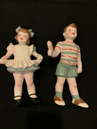 Rare,  Vintage Florence Ceramics Pasadena Ca Butch & Becky 7 " Figurine Pair