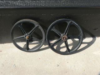 Rare Black Acs Z - Mags 5 Spoke Mags Old School Bmx Wheel Set Rims Z