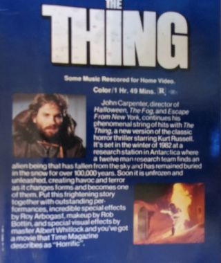 THE THING (VHS 1996) RARE 1982 Cult Classic John Carpenter HORROR Movie 5