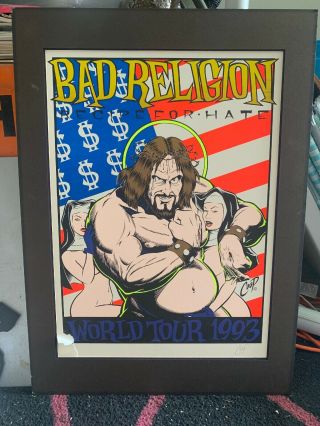 Vintage 1993 Bad Religion Coop Art Poster Print A/p Some Damage Rare Signed Tour