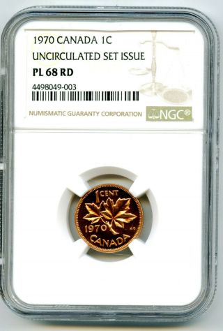 1970 Canada Cent Ngc Pl68 Rd Copper Proof Like Penny Top Pop=2 Extremely Rare