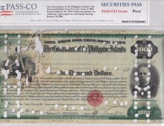 Philippine Government $1000 Bond 1904 Rare