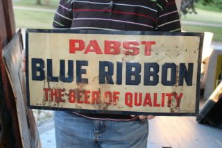 Rare Vintage C.  1940 Pabst Blue Ribbon Beer Gas Oil 20 " Embossed Metal Sign