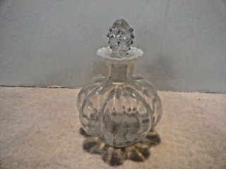 Rare Vintage Fenton French Opalescent Rib Optic Perfume Bottle w/Stopper 2