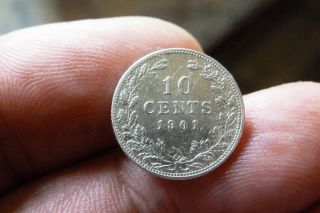 21) Netherlands - Silver 10 Cent 1901 Rare