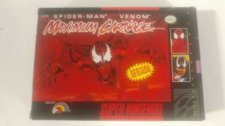 Spider - Man and Venom: Maximum Carnage (SNES) Red Cart w Box Rare 2