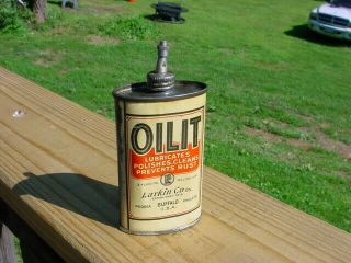 Vintage Very Rare Oilit Oil It Lead Top Handy Gun Reel Oiler Oil Tin Can Larkin