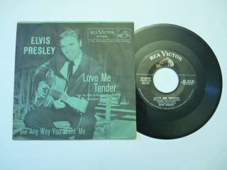 Elvis Presley Love Me Tender/any Way You Want Me 45 W/rare Green Ps Rca Victor