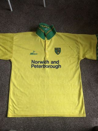 Norwich City Vintage Rare Home Shirt 1994/1996 Size Large