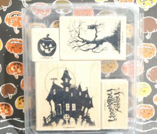 Stampin Up House Of Haunts Wood Stamp Set Rare And Retired.  Pumpkin Halloween