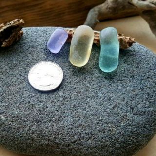 Sea Glass/Beach Glass - Rare Yellow,  Lavender Purple,  Aqua Green 2
