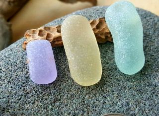 Sea Glass/Beach Glass - Rare Yellow,  Lavender Purple,  Aqua Green 3