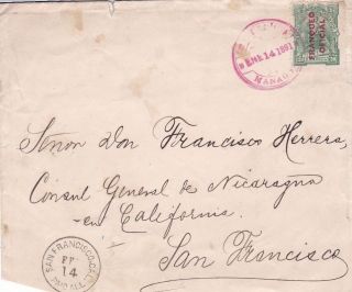 1891 Nicaragua O15 On Rare Seebeck Cov,  Use Managua W/ Corinto Backstamp To Us D