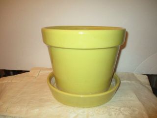 Rare Htf Mccoy Large Flower Pot With Attached Saucer