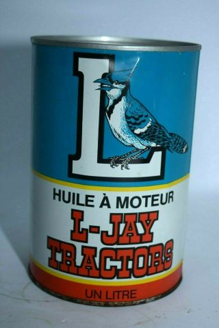 Vintage Rare L - Jay Tractor Motor Oil Tin Can Canadian Thamesville
