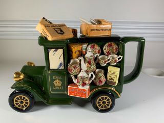 Rare 1996 Royal Albert Old Country Roses Delivery Car Earthenware Teapot