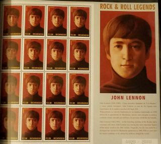 John Lennon Stamp book 5 Sheets 1995 Rare Collectible Limited Edition 5