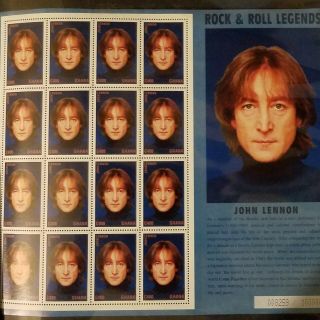 John Lennon Stamp book 5 Sheets 1995 Rare Collectible Limited Edition 6