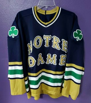 Rare Vintage 90s Bauer Ncaa Notre Dame Fighting Irish Hockey Jersey Mens L