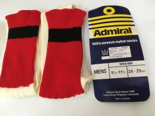 Vintage 1970s Admiral Mens Football Socks Kit White & Red Rare Og England Bnwt