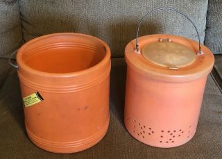 Vintage Dewitt Plastics Minnow Fishing Bucket Pail Orange Plastic - Very Rare