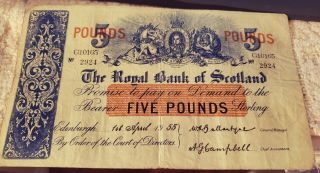 THE ROYAL BANK OF SCOTLAND 5 POUNDS 1955 RARE G10165 4