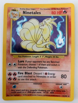 Ninetales 12/102 - 1999 Base Set - Vintage Pokemon Card - Holo Rare - Near