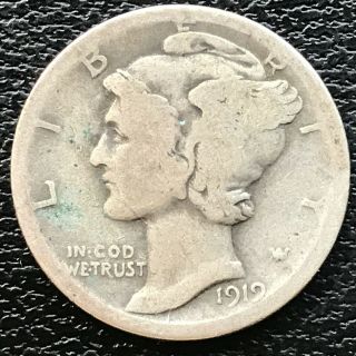 1919 D Mercury Dime Denver 10c Better Grade Silver Rare 12982