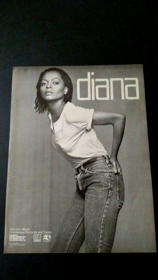 Diana Ross Her Album " Diana " 1980 Rare Print Promo Poster Ad