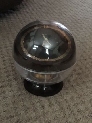 Vintage Sankyo Bubble Clock Music Jewelry Box Mod Sphere Globe Mid Century Rare