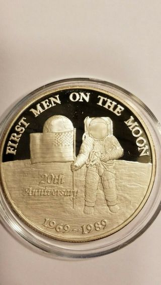 First Men On The Moon 1989 1 Oz.  999 Silver Coin Round Geneva Steel Utah Rare