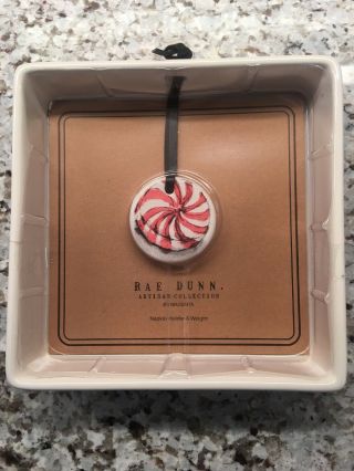 Very Rare Rae Dunn Peppermint Candy Christmas Holiday Napkin Holder & Weight