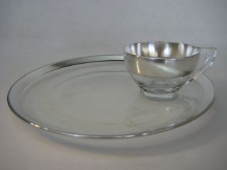 Dorothy C.  Thorpe Crystal & Silver Snack Plate & Cup Set Set (rare)