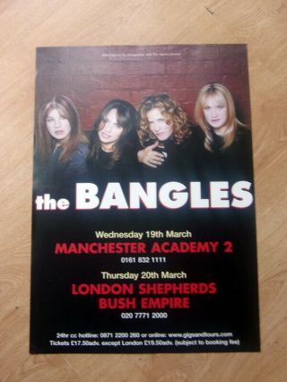 The Bangles Tour Poster 2003 Manchester.  (very Rare)