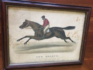 Rare 1877 Currier & Ives Colored Lithograph Ten Broeck Equestrian Race Horse