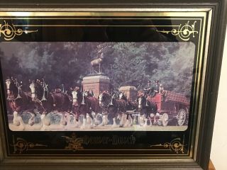 Rare Vtg Budweiser Anhauser Busch Clydesdale Horses Framed Picture Print 2