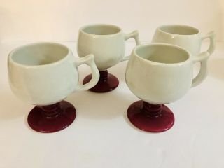 Rare Vintage Puerto Rico Caribe Footed Coffee Mugs Cups Restaurant Ware - Set 4
