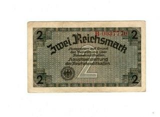 Xxx - Rare 2 Reichsmark Third Reich Nazi Banknote Ww Ii Very Fine Con