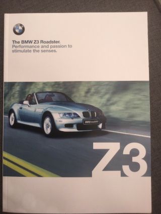 Bmw Z3 Roadster 1,  9i.  2.  2i & 3.  0i Brochure 2000 In (rare)