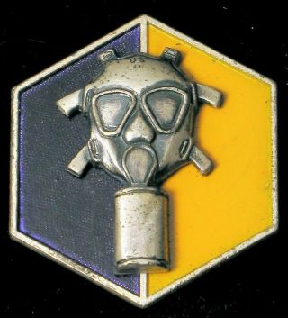 Rare Wwii Sterling Silver Gas Mask Pin Us Army Chemical Corps Training Gasmask