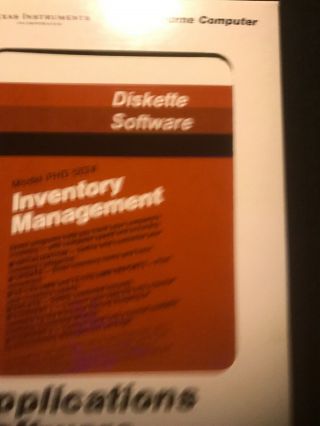 Nos TI99 - 4a Home Computer Inventory Management Diskette Rare PHD 5024 2