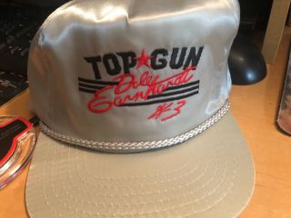 Vintage Dale Earnhardt 3 Hat Top Gun Nascar Silk Satin Silver Hat Rare