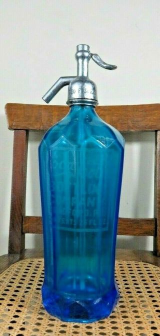 Coca - Cola 10 Sided Seltzer Bottle Rare Sapphire Blue Bradford Pa