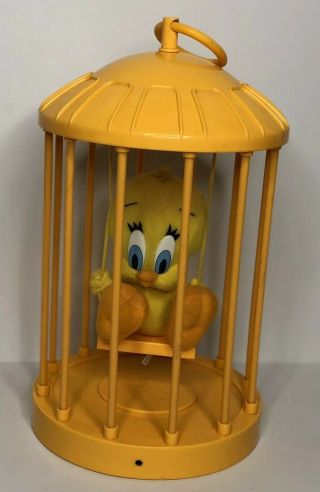 Rare 1998 Tweety Bird Plush Toy In Bird Cage Motion Sensor Talks Play By Play
