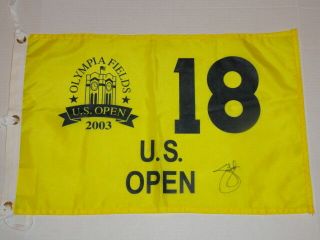 Jim Furyk Signed 2003 Us Open Pin Flag Olympia Fields U.  S.  Legend Rare
