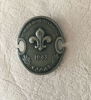 1963 Boy Scout Rare Pin Badge Of 11th World Jamboree Greece Huguenin