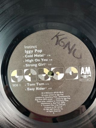 Iggy Pop Instinct 1988 RARE PROMO LP VINYL Record Album 2