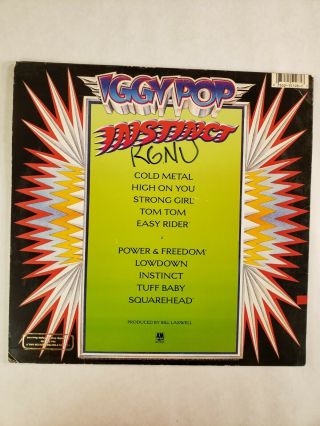 Iggy Pop Instinct 1988 RARE PROMO LP VINYL Record Album 5