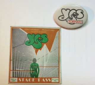Stage Pass Yes Concert,  Rare Tormato Pin 1978